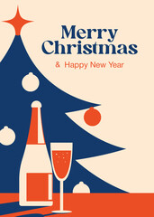 Christmas poster, New Year postcard, vector illustration banner