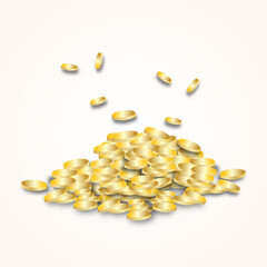 Gold treasure on white background Isolate of vector.