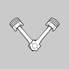 illustration of a spare part machine, piston  illustration design