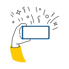 Hand drawn mockup used mobile phone touch screen gesture mockup.