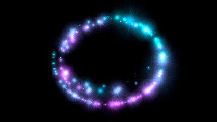 Obraz premium Abstract black background with glowing stars and particles