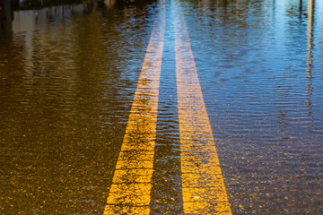 Flooded road after storm