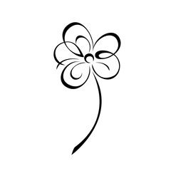 one stylized blooming flower on a short stalk without leaves. graphic decor
