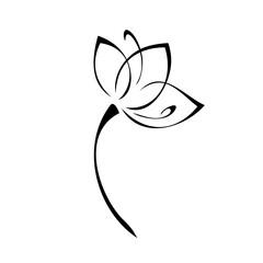 one stylized blooming flower on a short stalk without leaves. graphic decor