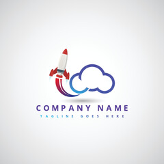 vector online rocket fast cloud storage logo design for web logo, application logo, icons, brand identity and more.