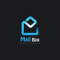 Box mail fast delivery of cargoes and trucking, logo template. Cargo transportation and delivery of goods, vector design. Urgent transportation of goods and purchases in internet online, illustration