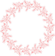 Intricate cut Christmas wreath. Christmas wreath for adult coloring page. 