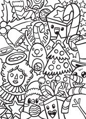 Christmas Things Doodle Coloring Page