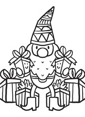 Gnome Christmas Doodle Coloring Page