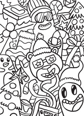Christmas Things Doodle Coloring Page