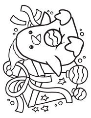 Penguin Christmas Doodle Coloring Page