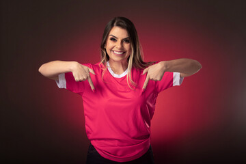 qatar woman soccer fan cheering for her favorite club and team. world cup purple background