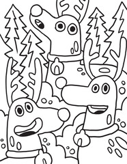 Reindeer Christmas Doodle Coloring Page