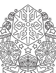 Snowflake Christmas Doodle Coloring Page