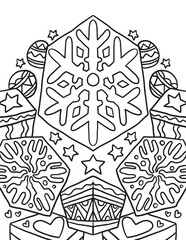 Snowflake Christmas Doodle Coloring Page