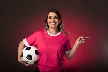 qatar woman soccer fan cheering for her favorite club and team. world cup purple background