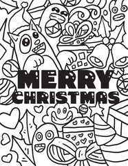 Merry Christmas Doodle Coloring Page