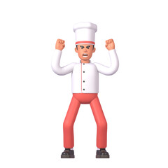 3d render of angry cook in white uniform