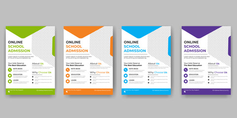 Creative and modern online school education admission flyer poster template
