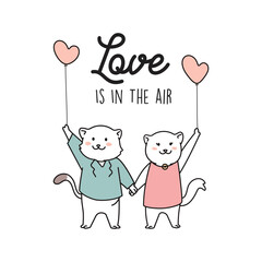 Cute animal illustration design with love