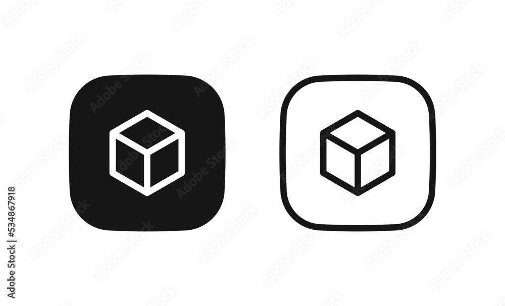 Fototapete Cube icon in vector, Augmented reality. cube symbol, 3D Cube line icon, Abstract Cube Hexagon Logo for website design and mobile, app development