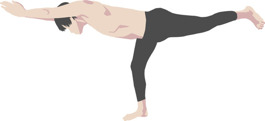 戦士のポーズ3（ヴィーラバドラーサナ3）の男性のベクターイラスト