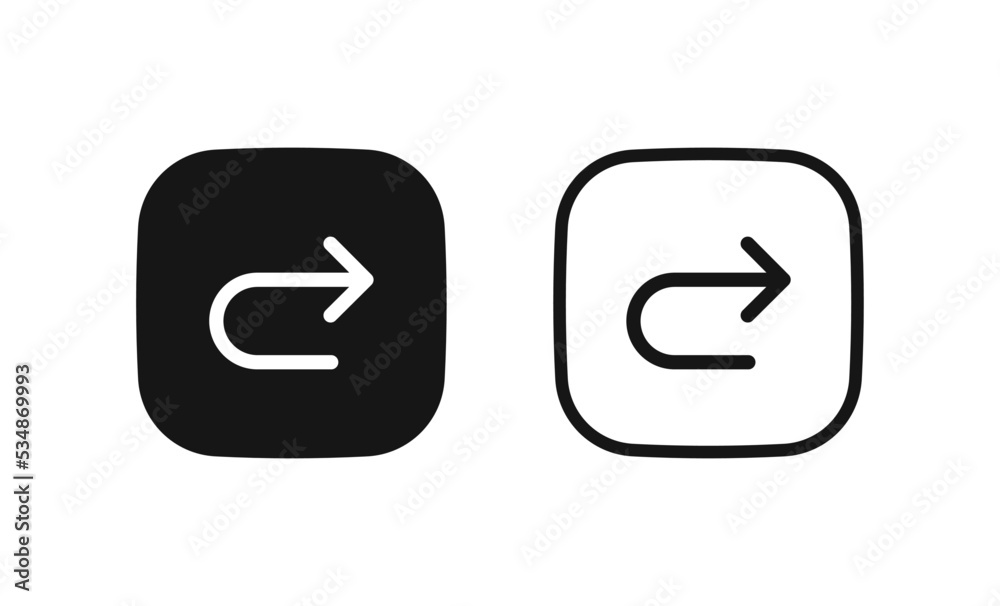 Aufkleber return icon redo arrow turn right symbols direction icons