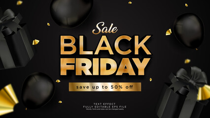 Black Friday Sale Gold Text Effect Font Type