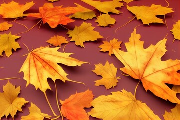 Naklejka na ściany i meble Autumn sale banner 15 percent discount number with maple leaf on yellow background 3d render