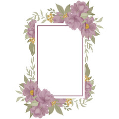 isolated rose flower watercolor gold frame decoration