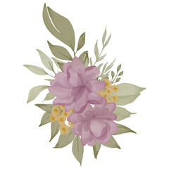 set of rose flower watercolor arrangement bouquet