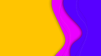 Abstract fluid shape and lines colorful on yellow background.
