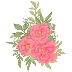 pink rose flower watercolor arrangement clipart