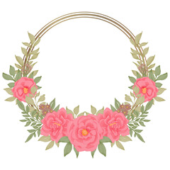 set of elegant rose flower frame watercolor