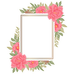 set of elegant rose flower frame watercolor