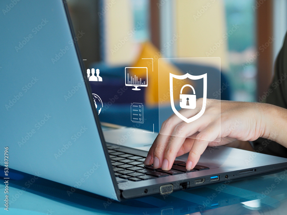 Wall mural cybersecurity concept user access protection of personal information in technology