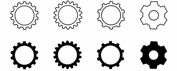 gear setting icon set with different style isolated on white background