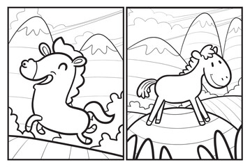 Funny horse cartoon coloring pages