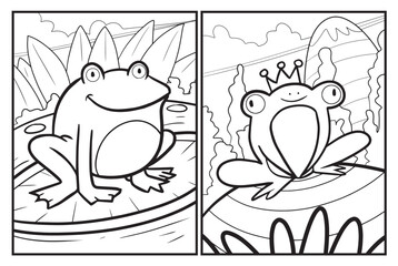 Funny frog cartoon coloring pages
