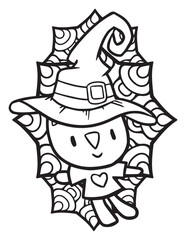 Cute Halloween cat cartoon coloring pages