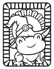 Cute Halloween frog cartoon coloring pages