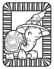Cute Halloween turtle cartoon coloring pages