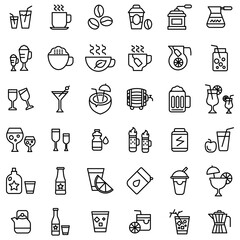 Drinks icons set. Set of editable stroke icons.Vector set of Drinks 