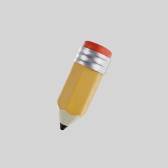 A stylized illustration with a pencil for creating designs and other marketing materials. 3d rendering.