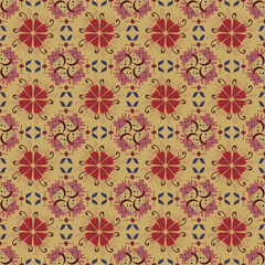 Nature Seamless Pattern Garden Floral Background Damask Plant Aboriginal Ornament Art	