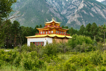 Datsan - Palace of the goddess Yanzhima on a clear summer day, Barguzinskaya Valley, Buryatia, Russia.