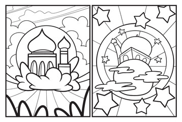 Funny mosque cartoon coloring pages