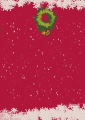 Christmas snowflake frame on red background.