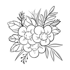 Illustration of flowers in hand drawn style