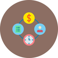 Time Management Multicolor Circle Flat Icon